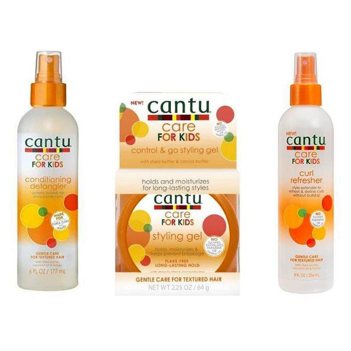 Cantu Care for Kids Conditioning Detangler Go Styling Gel Curl Refresher Set, Cantu Care for Kids, Beautizone UK