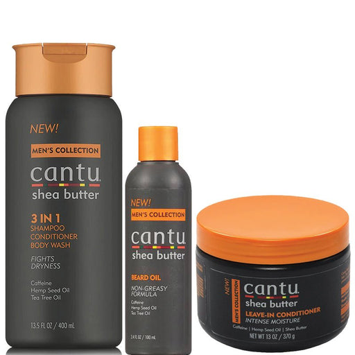 Cantu Shea Butter Mens 3 In 1 Shampoo, Conditioner and Beard Oil Leave-In Conditioner Set | Beautizone UK