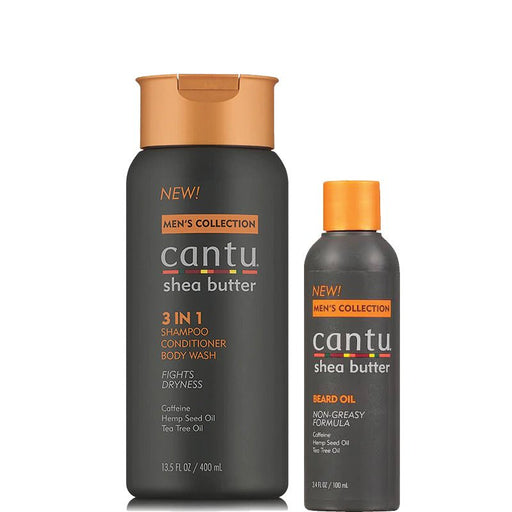 Cantu Shea Butter Mens 3 in 1 Shampoo Conditioner and Beard Oil Set | Beautizone UK