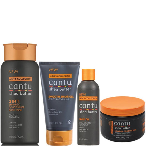 Cantu Shea Butter Mens 3 In 1 Shampoo, Conditioner and Beard Oil Smooth Shave Gel Leave-In Conditioner Set | Beautizone UK