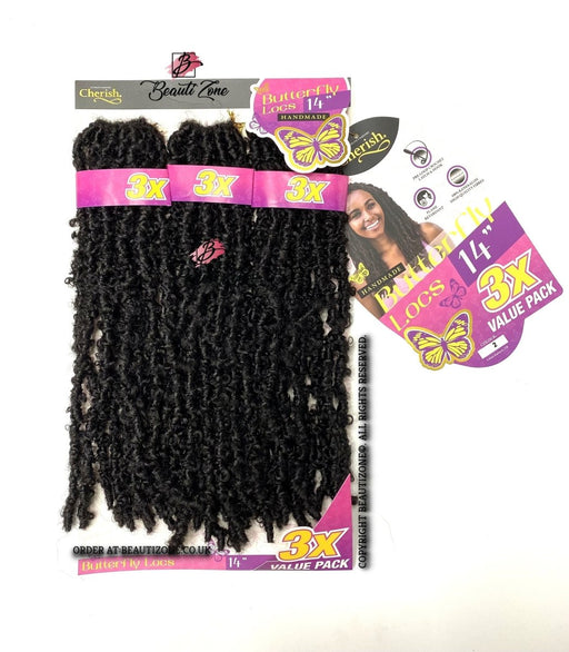 Cherish Bulk I Butterfly Locs l Crochet Hair 3 x Value Pack - 14" Inches, Cherish, Beautizone UK