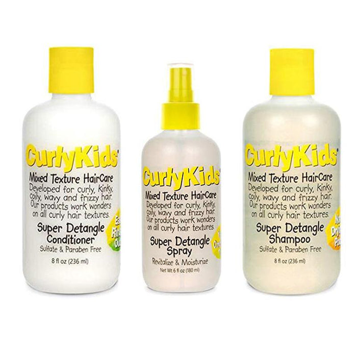 Curly Kids Detangle Shampoo Detangle Conditioner Detangling Spray Set | Beautizone UK
