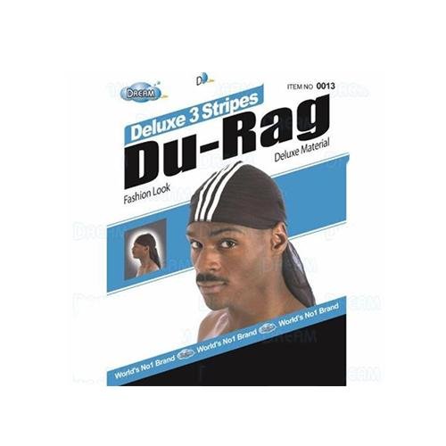 Dream Deluxe 3 Stripe Men Durag - Deluxe Material Black, Dreams, Beautizone UK