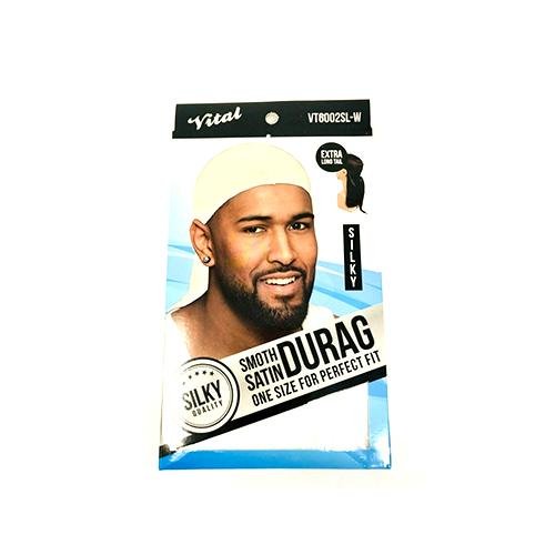 Vital for Men Du-Rag, Extra Long Tail Durag & Dome Caps (White) VT6002SL-W, Vital, Beautizone UK