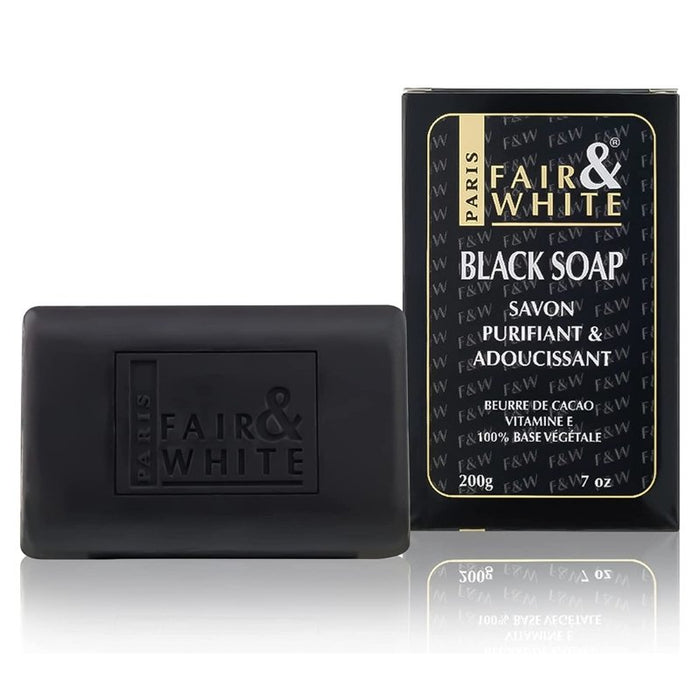 Fair and White Anti-bacterial & Softening Black Soap 200g, Fair & White Paris, Beautizone UK