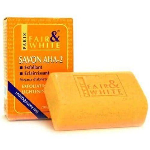 Fair and White Savon Exfoliating and Lightening Yellow Soap 200g AHA2, Fair & White Paris, Beautizone UK