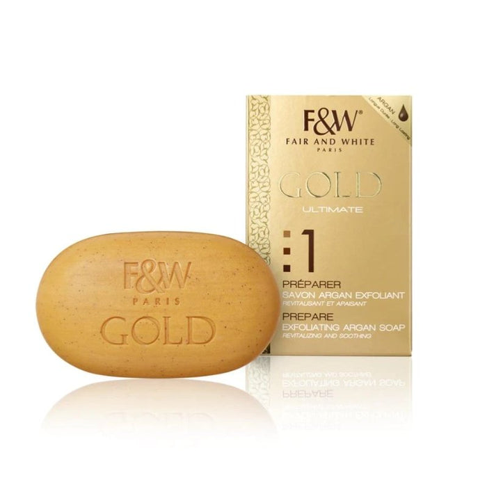 Fair & White Gold Exfoliating Argan oil Soap 200gr / 7 oz, Fair & White Paris, Beautizone UK