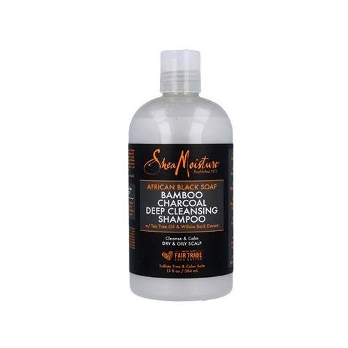 Shea Moisture African Black Soap Bamboo Charcoal Shampoo 384 ml/13Oz, SheaMoisture, Beautizone UK