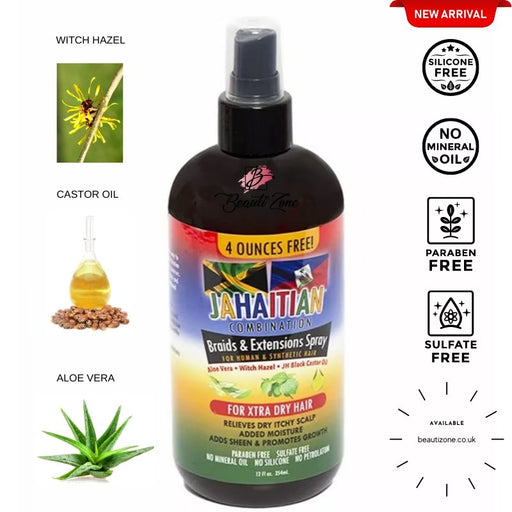 Jahaitian Black Castor Braid & Extensions Spray - Xtra Dry 12oz, Jahaitian, Beautizone UK