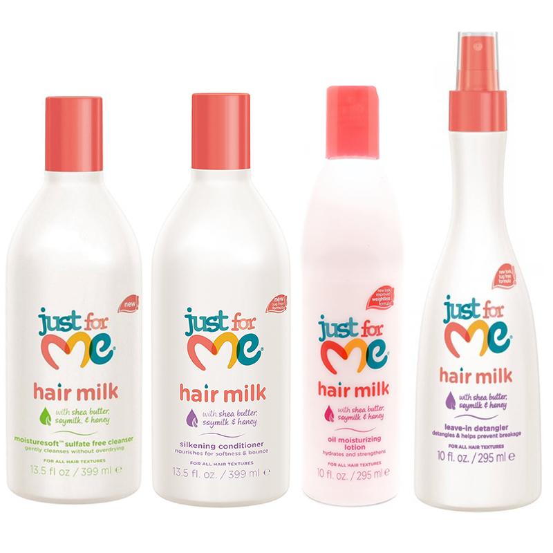 Just for Me Hair Milk Silkening Conditioner Oil Moisturizing Lotion Sulfate-Free Shampoo Leave In Detangler Set | Beautizone UK