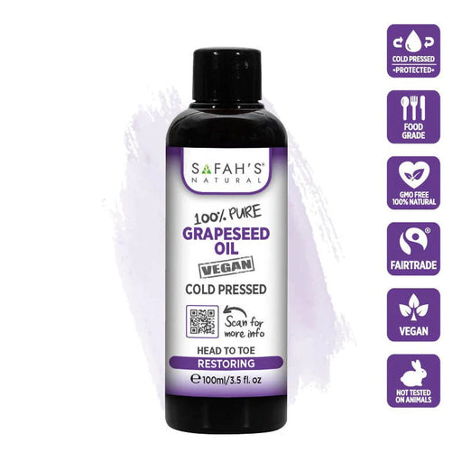 Safah's natural Cold pressed 100% pure Grape Seed oil, Grape Seed oil, Beautizone UK