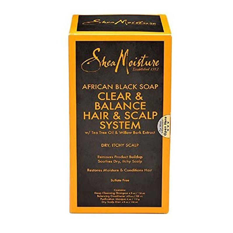 Shea Moisture African Black Soap Clear & Balance Hair & Scalp System, African black soap, Beautizone UK