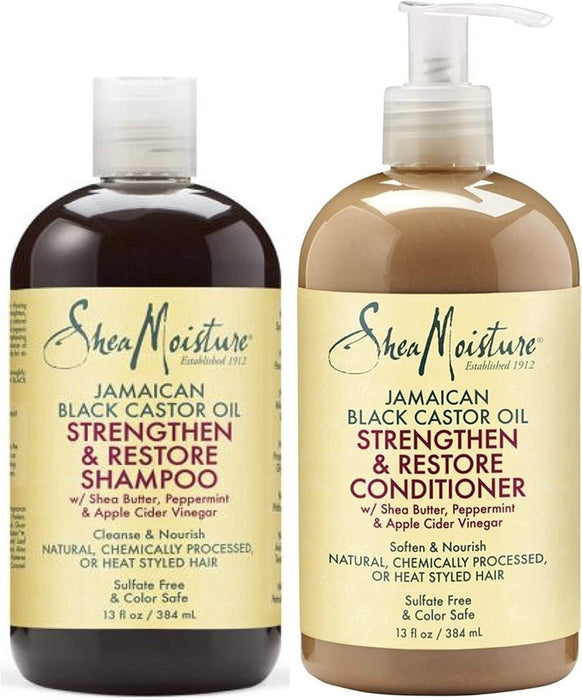 Shea Moisture Jamaican Castor Oil Shampoo & Conditioner Bundle Deal, SHEA MOISTURE, Beautizone UK