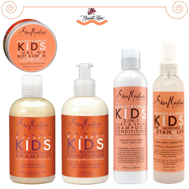 Shea Moisture kids Extra-Nourishing Conditioner Extra-Nourishing Shampoo 2-In-1 Shampoo & Conditioner Extra-Moisturizing Detangler Curling Butter Cream Set | Beautizone UK