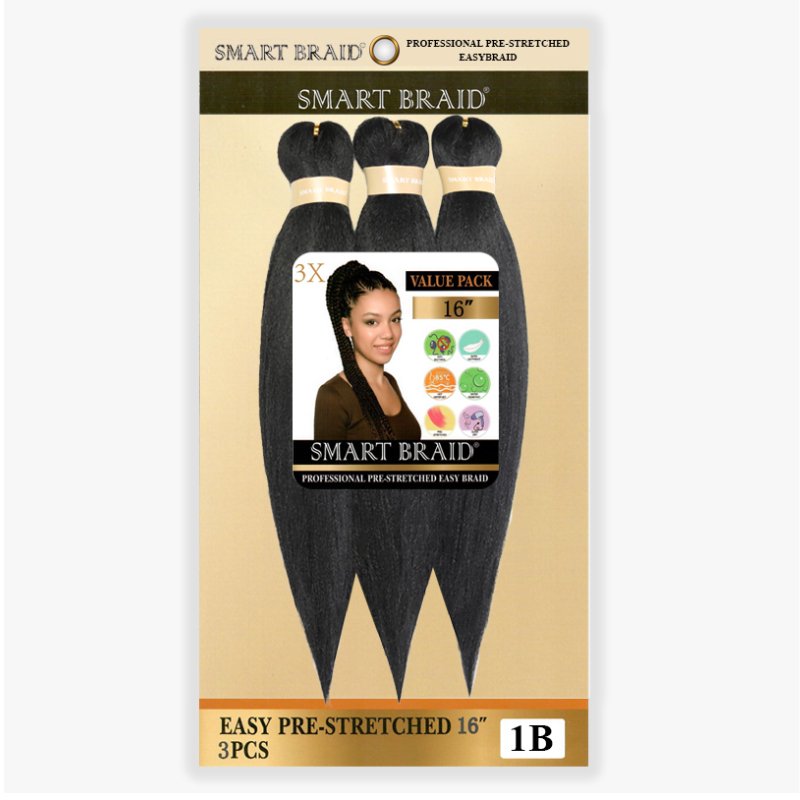 Smart Braid 3X PACK 16" Pre-Stretched I Pre-Pulled Easy Braid Hair, Smart Braid, Beautizone UK
