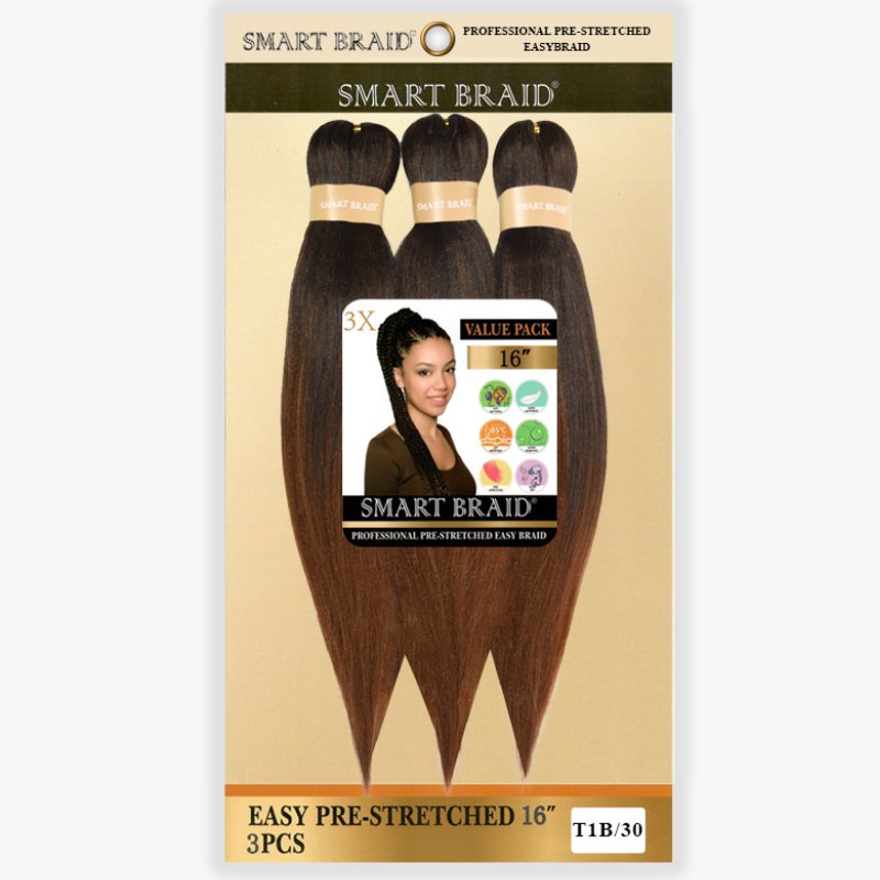 Smart Braid 3X PACK 16" Pre-Stretched I Pre-Pulled Easy Braid Hair, Smart Braid, Beautizone UK