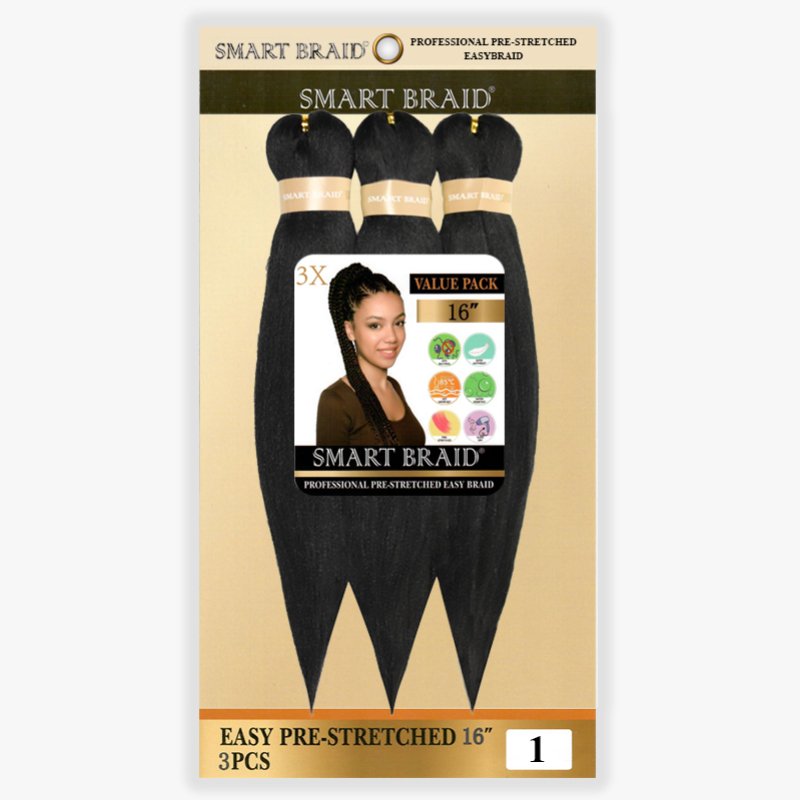 Smart Braid 3X PACK 16" Pre-Stretched I Pre-Pulled Easy Braid Hair, Smart Braid, Beautizone UK