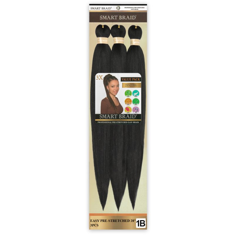 Smart Braid 3X PACK 28" Pre-Stretched I Pre-Plucked l Pre-Pulled Easy Braid Hair, Smart Braid, Beautizone UK