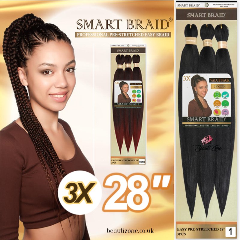 Smart Braid Pre-Stretched 3 Pack 28 Easy Braid Hair - Beautizone UK 27 Honey Blonde