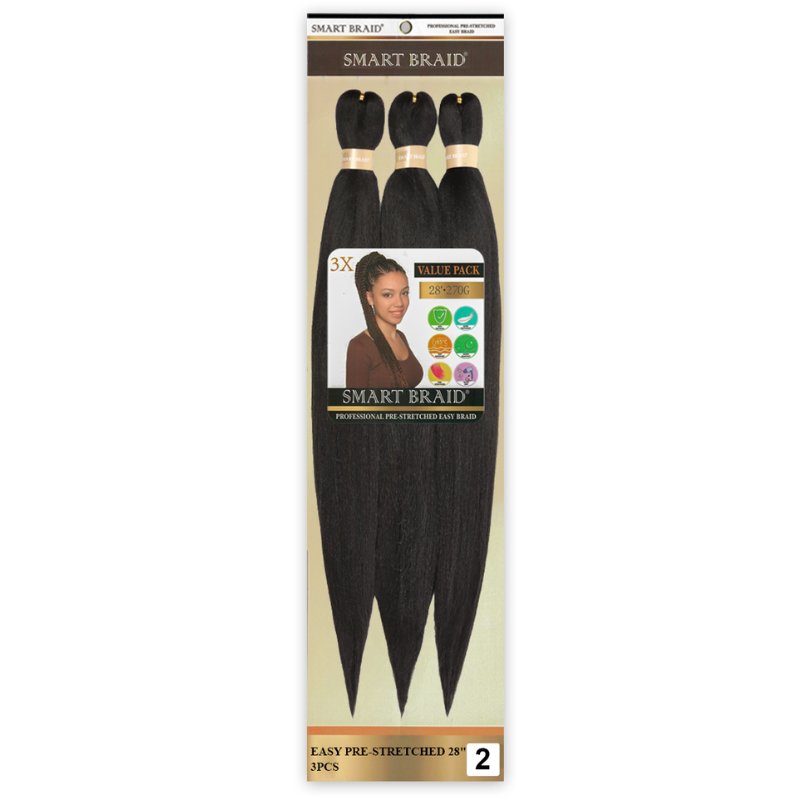 Smart Braid 3X PACK 28" Pre-Stretched I Pre-Plucked l Pre-Pulled Easy Braid Hair, Smart Braid, Beautizone UK