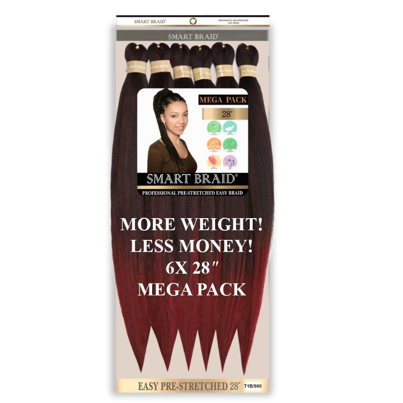 Smart Braid 6X PACK 28" Pre-Stretched I Pre-Plucked l Pre-Pulled Easy Braid Hair, Smart Braid, Beautizone UK