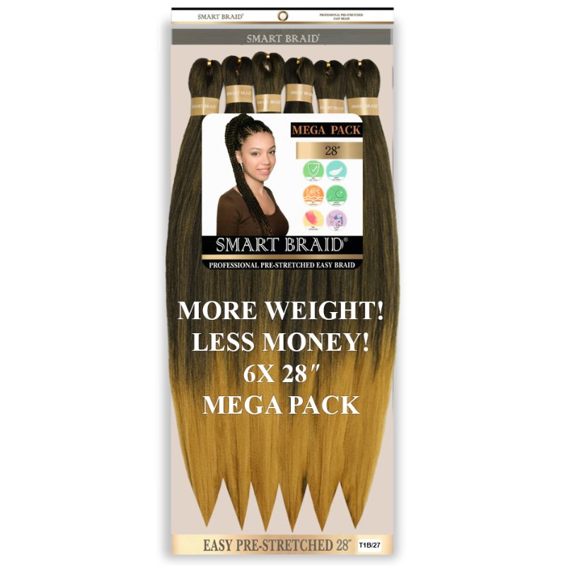 Smart Braid 6X PACK 28" Pre-Stretched I Pre-Plucked l Pre-Pulled Easy Braid Hair, Smart Braid, Beautizone UK