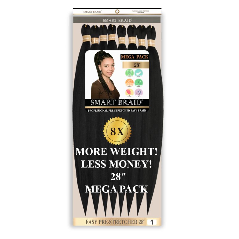 Smart Braid 8X PACK 28" Pre-Stretched l Pre-Plucked l Pre-Pulled Easy Braid Hair, Smart Braid, Beautizone UK