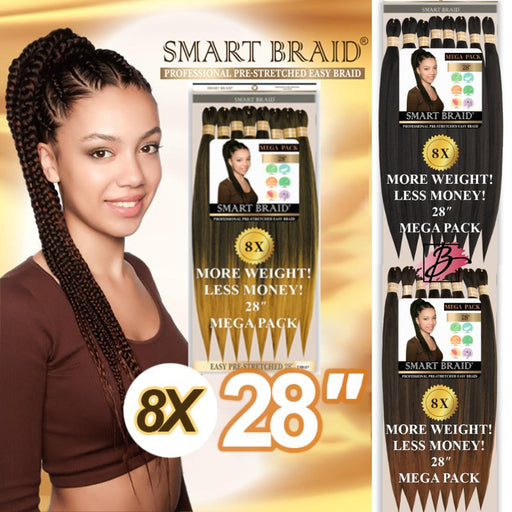 Smart Braid 8X PACK 28" Pre-Stretched l Pre-Plucked l Pre-Pulled Easy Braid Hair, Smart Braid, Beautizone UK