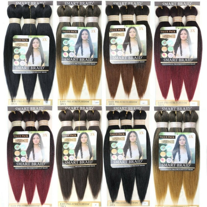 SMART BRAID Pre-Stretched I Pre-Pulled Easy Braid Hair - 3 PACK 16 inch | Beautizone UK