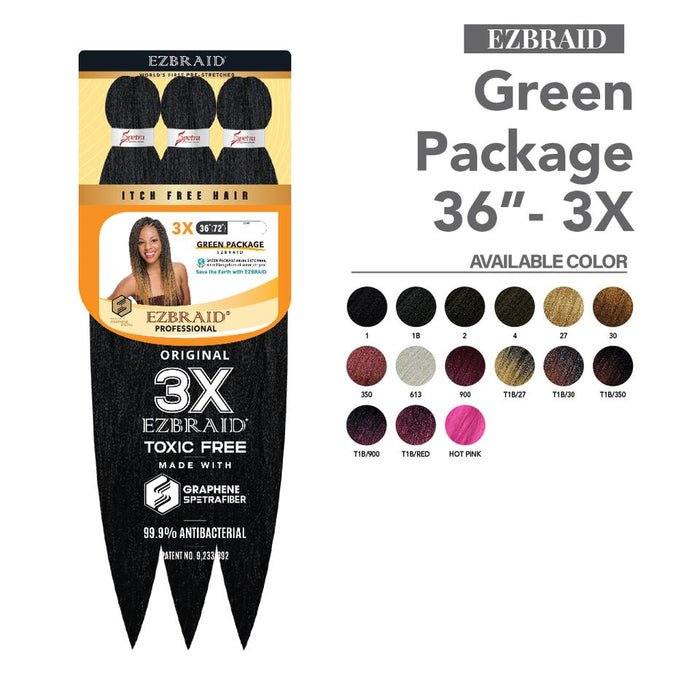 Spetra EZ Braid 36" - 3X Value Pack Pre Stretched Braiding Hair, Spetra, Beautizone UK