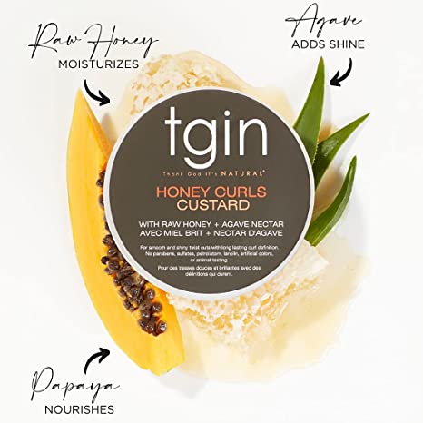 tgin Honey Curls Custard For Natural Hair - Dry Hair - Curly Hair - Damaged Hair 340g, TGIN, Beautizone UK