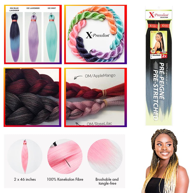 Xpression Pre Stretched Ultra Braid 2x Pack 46" Length Extensions